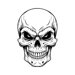 Fototapeta premium Menacing black and white illustration of a human skull.