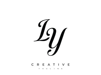 Obraz premium Elegant LY Monogram Logo for Creative Branding, Feminine Calligraphy, Luxury Script and Wedding Stationery Design
