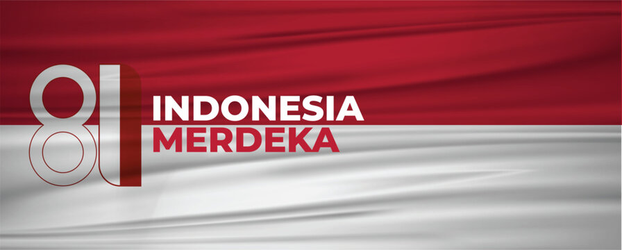 Banner bendera logo HUT kemerdekaan Republik Indonesia RI 81 tahun