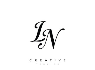 Fototapeta premium Elegant LN Monogram Logo for Creative Branding, Feminine Calligraphy, Luxury Script and Wedding Stationery Design