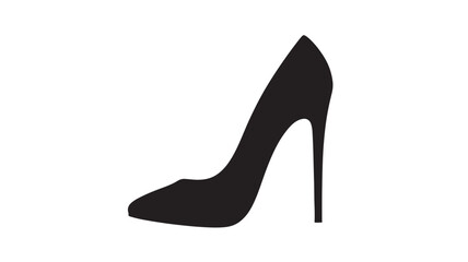 High Heel Shoe Silhouette Elegant Black Stiletto on White Background for Fashion Advertising