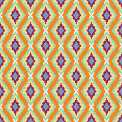 seamless abstract pattern in orange and turquoise tones of geometric shapes