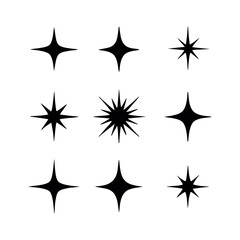 Obraz premium Abstract Star Sparkle Icons Set Vector Illustration