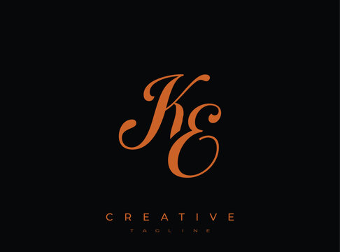 Elegant KE Monogram Logo for Creative Branding, Feminine Calligraphy, Luxury Script and Wedding Stationery Design
