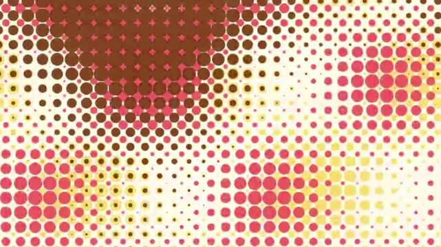 Abstract Halftone Dots Animation with Shifting Red and Yellow Pattern