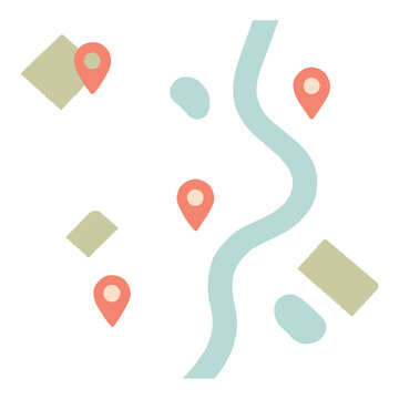 City Map with Location Pins Vector Illustration