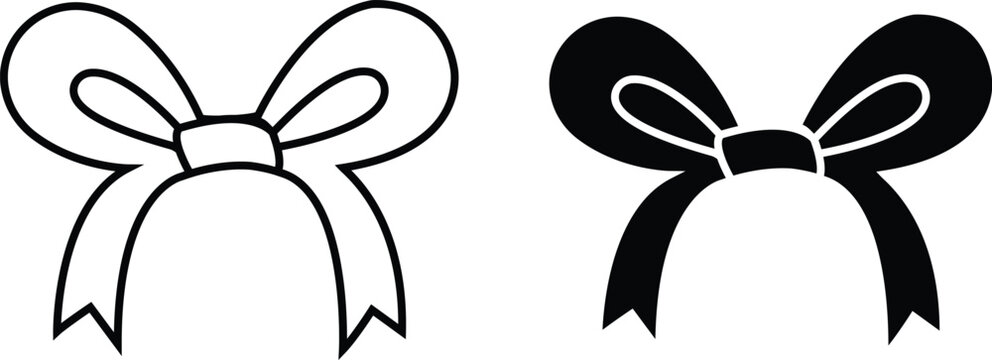 Two stylized black bows depicted in contrasting white and black line art designs