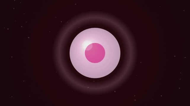 Abstract 2D Animation of a Glowing Pink Biological Cell or Ovum Pulsing Against a Dark Background