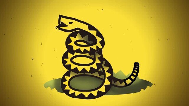 gadsden flag with libertarian yellow rattlesnake serpent