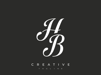 Fototapeta premium Elegant HB Monogram Logo for Creative Branding, Feminine Calligraphy, Luxury Script and Wedding Stationery Design