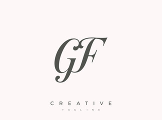Fototapeta premium Elegant GF Monogram Logo for Creative Branding, Feminine Calligraphy, Luxury Script and Wedding Stationery Design