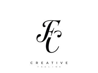 Elegant FC Monogram Logo for Creative Branding, Feminine Calligraphy, Luxury Script and Wedding Stationery Design