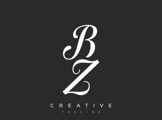Elegant BZ Monogram Logo for Creative Branding, Feminine Calligraphy, Luxury Script and Wedding Stationery Design
