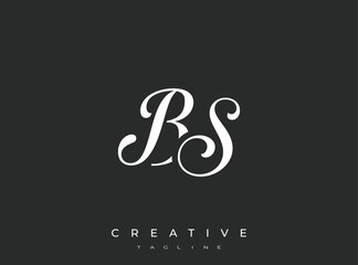 Fototapeta premium Elegant BS Monogram Logo for Creative Branding, Feminine Calligraphy, Luxury Script and Wedding Stationery Design
