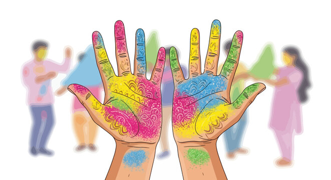 Holi Celebration Hands With Powder Patterns