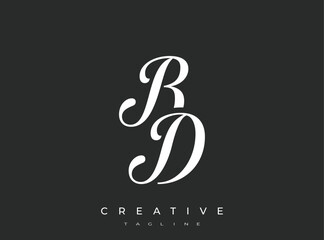 Elegant BD Monogram Logo for Creative Branding, Feminine Calligraphy, Luxury Script and Wedding Stationery Design