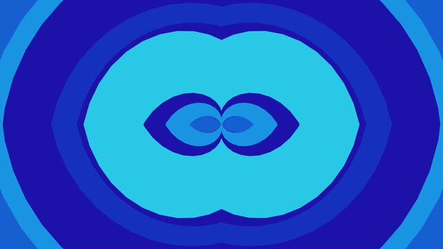 Abstract Blue Geometric Motion Graphic Background with Symmetrical Tunnel and Rotating Ellipse Shapes