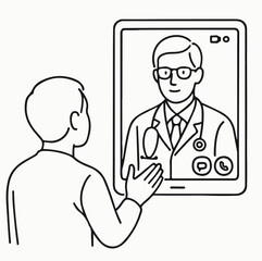 Fototapeta premium Patient having a virtual medical consultation with a doctor using a modern tablet device for telemedicine services