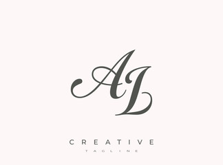 Fototapeta premium Elegant AL Monogram Logo for Creative Branding, Feminine Calligraphy, Luxury Script and Wedding Stationery Design