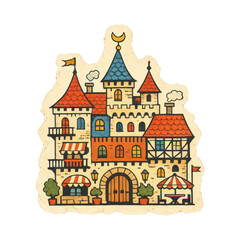 Fototapeta premium PNG Charming medieval castle illustration.