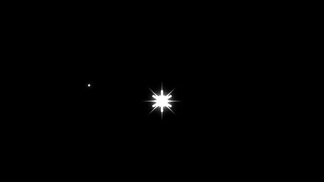 4K sparkling stars and fireworks cartoon vector star blinks and shimmering shine effects on black screen background 4k