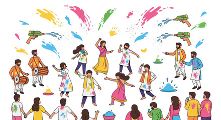 Fototapeta premium Vibrant Holi Street Celebration Dance