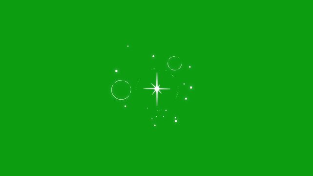 Glittering star dust tail entering frame with animated sparkle, magic flash, and cartoon smoke blast FX transition loop on green screen 4k video