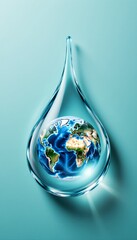 Obraz premium Elegant Water Droplet with Earth Inside in Stunning Detail