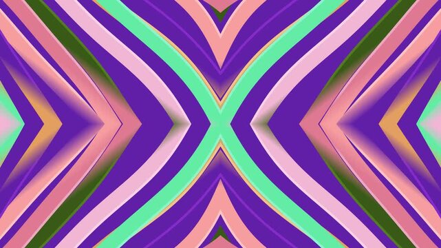 Abstract Symmetrical Motion Graphic Background with Vibrant Multi-Colored Curved Lines and Organic Shapes