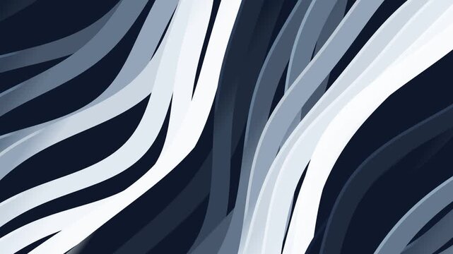 Abstract Dark Blue and White Flowing Curves Motion Graphic Background with Smooth Fluid Ribbons
