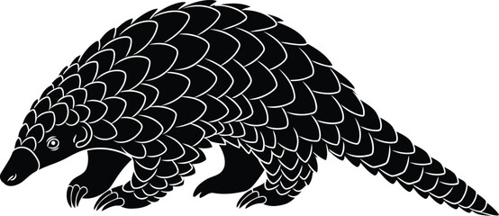 A detailed pangolin vector illustration with textured scales on a clean background