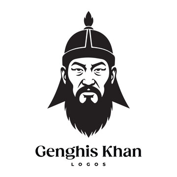 Genghis Khan Logo Icon Silhouette vector black design on a white background
