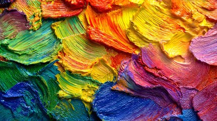 Abstract oil paint brushstrokes, thick impasto texture, vibrant colors
