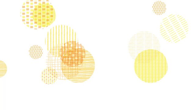 4K Looped Yellow Geometric Background with Hand-Drawn Animated Circles and Dots