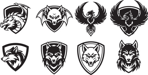 Fototapeta premium Professional esports gaming mascot silhouette elements