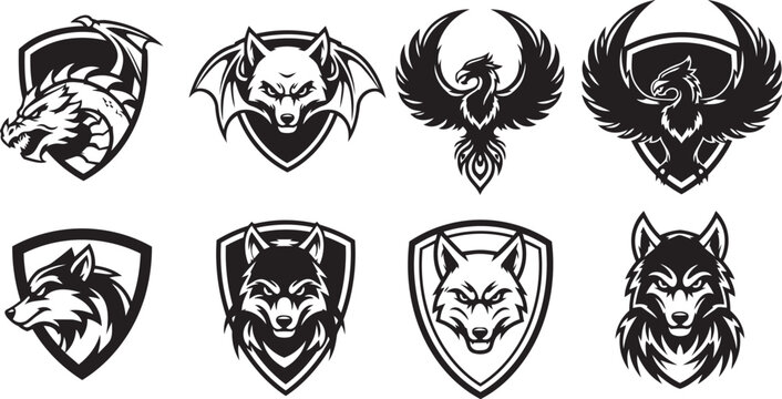 Professional esports gaming mascot silhouette elements