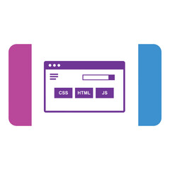 Fototapeta premium Web development coding programming concept with browser window and colorful rectangles icon