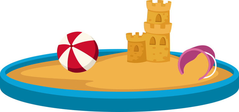 Sand Castle and Beach Ball Illustration