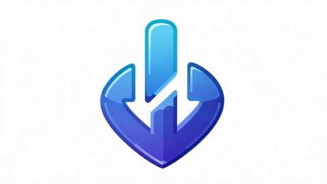 Blue download button with arrows.