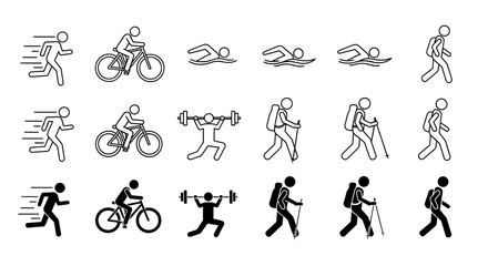 Obraz premium Sports activity icon set line art 