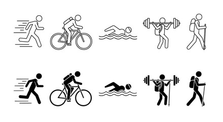 Obraz premium Sports activity icon set line art 