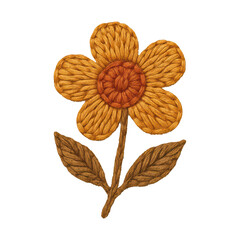 Fototapeta premium PNG Textured embroidered flower design.