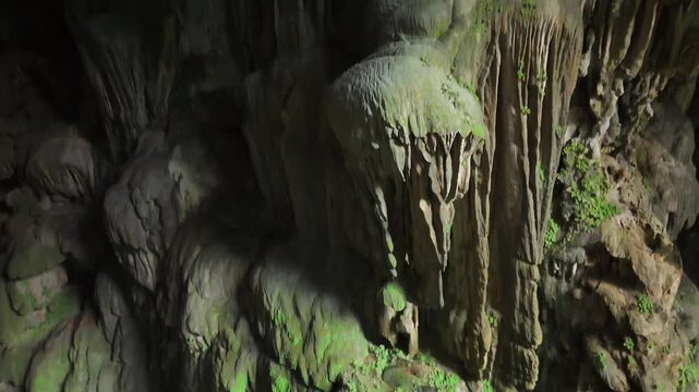 Elephant Cave, Phong Nha &ndash; Ke Bang National Park, Bo Trach, Quang Binh, Central Vietnam &ndash; 4K footage of massive stalactites, moss-covered limestone formations, jungle cave entrance of UNESCO site