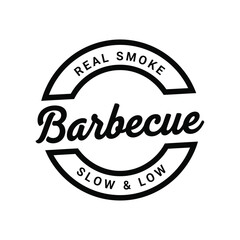 Vector illustration icon barbecue logo with real smoke and slow low cooking style
