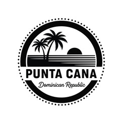 Obraz premium Vector illustration icon punta cana dominican republic black and white travel logo