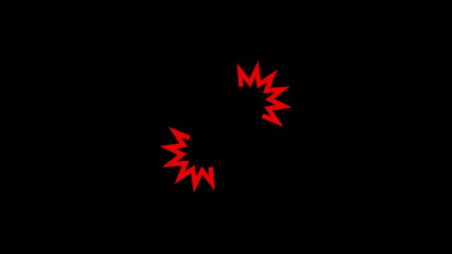 Red jagged splash burst shapes isolated on transparent background for explosion effect or comic style accent