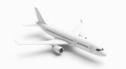White commercial airplane model on white background