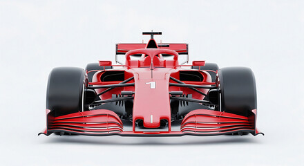Obraz premium Red Formula 1 racing car with number one on white background