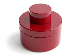 A red cylindrical container with a smaller cylindrical lid on top