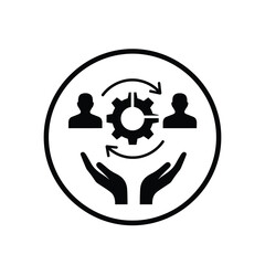 Vector illustration icon black icon of people and gear in circle